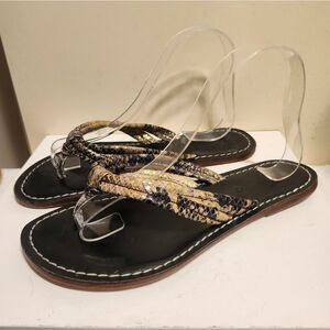Bernardo "Miami" Croc Printed Leather Thong Slip-on Sandals Sz.7.5 Ret $247
